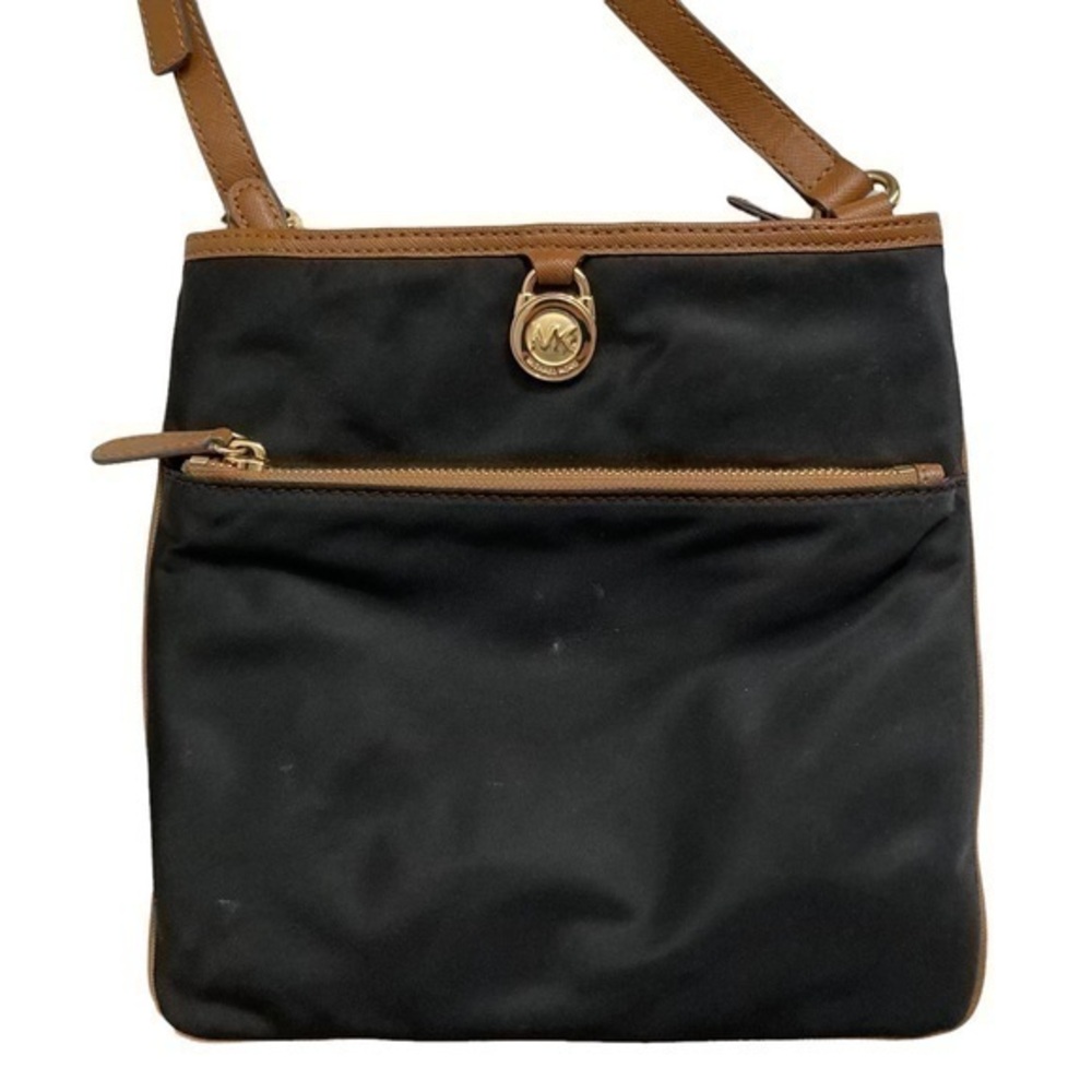 Michael kors black nylon and brown cross messenger bag